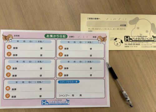 「ご宿泊中の様子をまとめたスタッフ手書きのお手紙｜ペットホテルジャンボ」